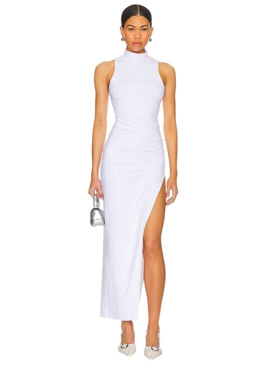 superdown Dresses & Skirts - Superdown Janet Slit Midi Dress in White XSmall New Womens Bodycon Mock Neck